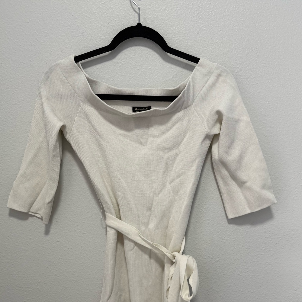 Massimo Dutti White Knit Mini Dress Size Small - Picture 2 of 5